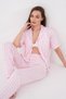 Shirt Collar Lace Pocket Detailed Short Sleeve Premium Viscose Striped Trousers Women's Pajama Set - 2