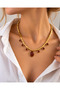 Gold Color Stone Necklace Stylish Women's Necklace with Brown and Cream Color Options - 8