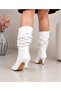 Women's Lara Drawstring Short White Boots - 4