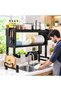 Over Sink Dish Drying Rack 85cm with Storage Cabinet – Carbon Steel Kitchen Organizer, Dish Drainer, Cutlery Holder, Knife Holder & Hooks