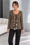 Women's Degaje Collar Long Sleeve Lace Detailed Patterned Viscose Stylish Blouse