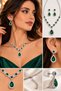 Pearl Necklace Earring Set Elegant Drop Stone Flower Motif Jewelry Set Wedding Engagement Special Occasion Daily Use - 3