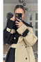 Double Color Belted Trench Coat - 6
