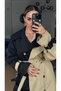 Double Color Belted Trench Coat - 7