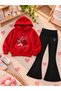 Girl's Hooded Sweatshirt Spanish Style Leggings Set Printed 3 Yarn Rastered Winter Set