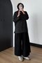 Women's Imported Lyocell Jersey Fabric Crew Neck Striped Tunic 3253 Black - 5