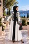 Atlas Fabric Handkerchief Sleeve Floral Patterned Dress (Belt Included)-Black-2507