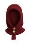 Women's Burgundy Buttoned Wool Knitted Balaclava Beanie Hooded Neck Collar Women's Hat - 6