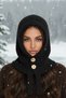 Women's Black Balaclava Buttoned Wool Knitted Balaclava Beanie Hooded Neck Collar Women's Hat - 5