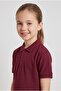 Girl's Polo Collar School T-Shirt Set Short Sleeve 100% Cotton Fabric - 3