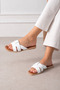 Women's White Cross-Strapped Casual Slippers – Stylish and Comfortable Design