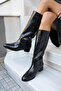 Ivara Women's Black Croco Print Detailled Boots - 4