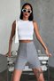Glb-Stl41414 High-Waisted Crepe Stretch Striped Shorts That Offer Both Elegance and Style in One Package, Gray - 4