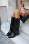 Ivara Women's Black Croco Print Detailled Boots - 5