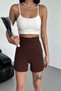 Glb-Stl41414 High-Waisted Flexible Lycra Crepe Shorts Offering Style and Comfort in One, Brown - 4