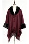 Women's Fur Detailed Tasseled Knitwear Poncho Tie-Down Collar Winter Cape Shawl - 2