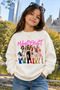 3 İplik Manifest Girls' Pink Printed Crew Neck Long Sleeve Sweatshirt