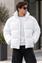 Men's Black Lined Slimfit Water and Windproof Stand Collar Puffer Jacket - 3