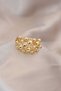 Adjustable Gold Color Metal Curved Beaded Model Ring