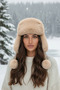 Women's Faux Fur Pompom Winter Pilot Hat with Earflaps - 7