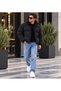 Men's Black Lined Slimfit Water and Windproof Stand Collar Puffer Jacket - 4