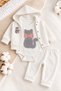 Baby Girl 3-Piece Cardigan Set Cotton Ribbed Fabric 3-Piece Seasonal Cotton - 4
