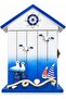 AasaiCart Nautical Wooden Key Cabinet Box with Multiple Hooks, Blue