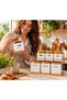 Aşkanana 7-Piece Ceramic Spice Jar and Container Set, with Bamboo Lids, Metal Stand, Tea, Coffee, Sugar, and Spice Storage Set - 5