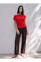 Ozmarka New Season Red Boat Neck Gathered Blouse - 2