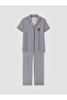 Ozmarka New Season Navy Blue Bear Teddy Printed Women's Pajama Set