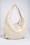Women's Nilüfer Mink Textured Faux Leather Large Size Lined Hobo Shoulder Bag with Back Zipper Pocket - 3