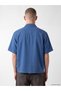 Vizyon New Season Blue Relax Fit Embroidered Gabardine Men's Shirt - 4
