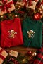 Christmas Themed Cookies Printed Crew Neck Red Green Winter Lover's Combination Sweatshirt (Pack of 2)