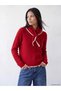 Alita City Lcw Modest Red Knitwear Plain Baby Collar Women's Sweater with a Difference