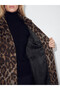 Two Mt Shop Quality Lcw Vision Brown Belted Leopard Pattern Women's Cashmere Coat - 4