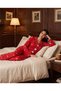 Women's Long Sleeve Shirt Collar Single Jersey Fabric Cotton Teddy Bear Patterned Pajama Set - Red - 2