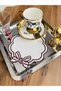 Bow Pattern Burgundy Embroidered Coffee Presentation Napkin 2Pcs - 4