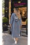 Women's Hooded Long Denim Trench Coat with Tassel Detail - 3