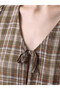 Peak New Season Brown V-Neck Plaid Mini Dress - 3