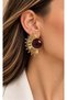 Gold Color, Bordo Stone Half Sun Earrings Acr9708