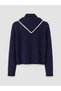 Alita City Lcw Modest Navy Blue Knitwear Plain Baby Collar Women's Sweater - 6