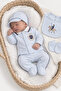 Baby Boy Polo Collar Embroidered Hat Set of 5 Hospital Discharge Set 100% Cotton - 5