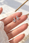 Cat Figured Butterfly Detailed Zircon Stone Women's Earrings - 3