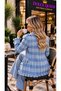 Women's Tweed Textured Tassel Detailed Blazer Jacket - 3