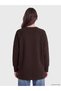 Two Mt Shop Quality Lcw Modest Brown Interlock Plain Loose & Baggy Women's Sweatshirt Tunic - 4