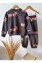 Children's Cotton Dog Patterned Anthracite Sweatshirt and Sweatpants Set - 3