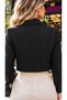 Women's Black Short Cut Buttoned Blazer Jacket - 2