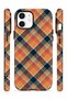 iPhone 12 Vorian Magsafe Double Layer Orange Navy Blue Plaid Case - 3