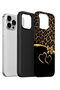 iPhone 13 Pro Max Vorian Double Layer Gold Heart Leopard Case - 2