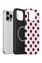 iPhone 15 Pro Vorian Magsafe Double Layer White Burgundy Polka Dot Case - 2